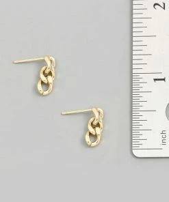 Vendor-unknown ACCESSORIES Cynn Gold Mini Chain Stud Earrings