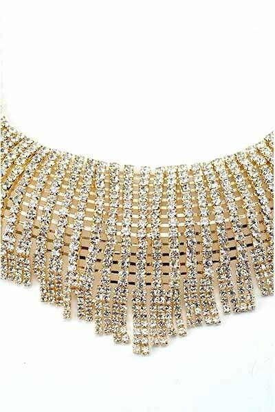 Vendor-unknown ACCESSORIES Roman Golden Fringe Earrings & Necklace Set