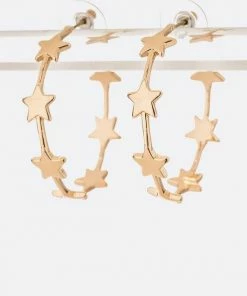 Vendor-unknown ACCESSORIES Starry Golden Pavé Hoop Earrings