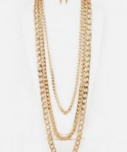 Vendor-unknown Carly Gold Long Chunky Layer Necklace Set JUST IN