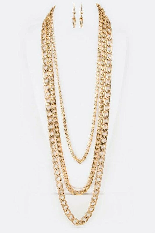 Vendor-unknown Carly Gold Long Chunky Layer Necklace Set JUST IN