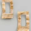 Vendor-unknown ACCESSORIES Aiko Beige Acetate Curved Rectangle Earrings