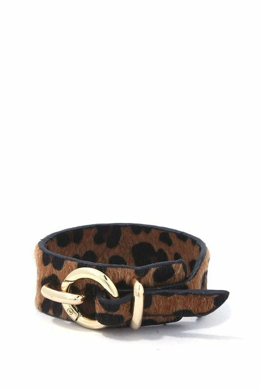 Vendor-unknown Lanna Hoop Buckle Leopard Print Leather Bracelet ACCESSORIES