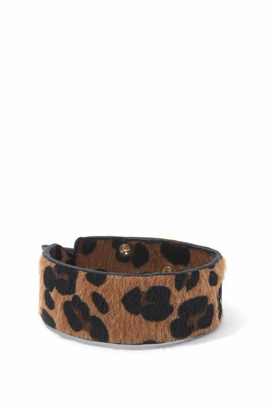 Vendor-unknown Lanna Hoop Buckle Leopard Print Leather Bracelet ACCESSORIES