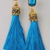Vendor-unknown Sammy Blue Rhinestone Long Tassel Earrings ACCESSORIES