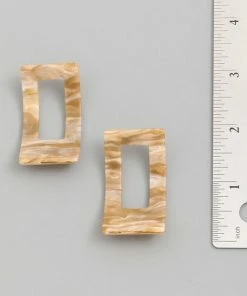 Vendor-unknown ACCESSORIES Aiko Beige Acetate Curved Rectangle Earrings