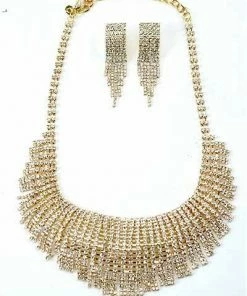 Vendor-unknown ACCESSORIES Roman Golden Fringe Earrings & Necklace Set