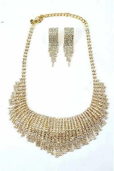Vendor-unknown ACCESSORIES Roman Golden Fringe Earrings & Necklace Set