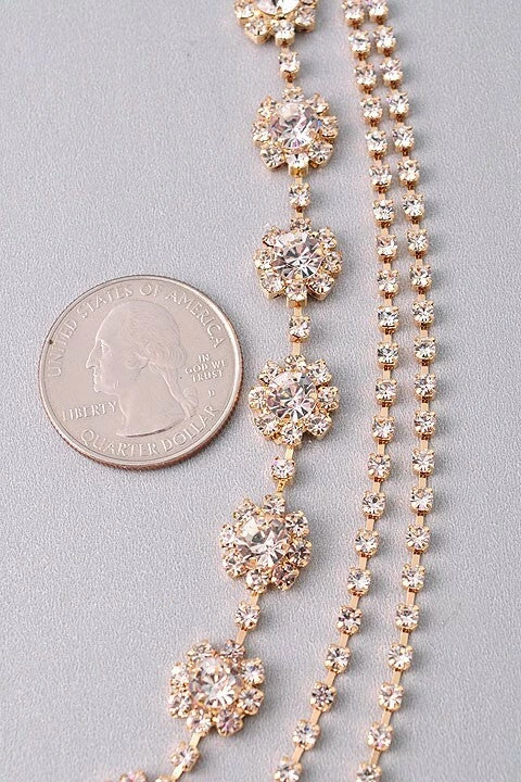 Vendor-unknown Saydie Golden Multi Layers Rhinestone Necklace ACCESSORIES