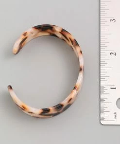 Vendor-unknown ACCESSORIES Abra Beige Leopard Tortoise Shell Solid Cuff Bracelet