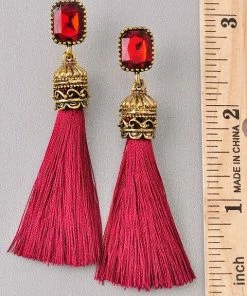 Vendor-unknown Sammy Blue Rhinestone Long Tassel Earrings ACCESSORIES