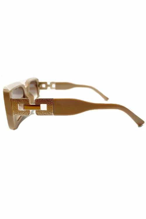 Vendor-unknown Ekin Beige Rectangular Sunglasses JUST IN