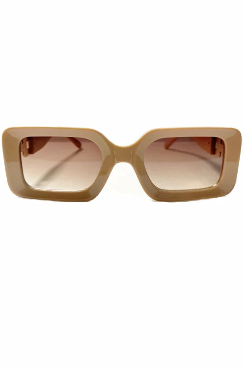 Vendor-unknown Ekin Beige Rectangular Sunglasses JUST IN