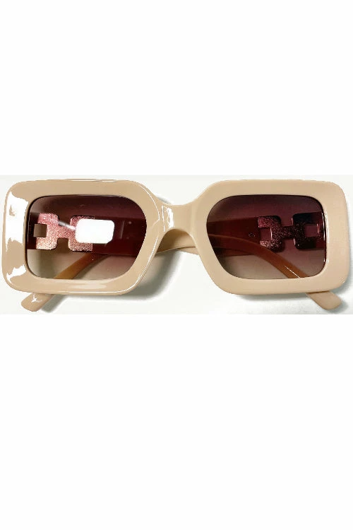 Vendor-unknown Ekin Beige Rectangular Sunglasses JUST IN