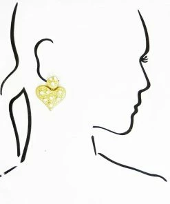 Vendor-unknown ACCESSORIES Jarvis Gold Double Heart Pearl Earrings