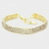 Vendor-unknown Siri Gold 3 Rows Rhinestone Evening Bracelet