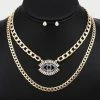 Vendor-unknown Norma Gold Embellished Evil Eye Pendant Double Layered Necklace