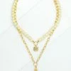 Vendor-unknown ACCESSORIES Maury Gold Two Strand With Pearl And Cross Pendant Necklace