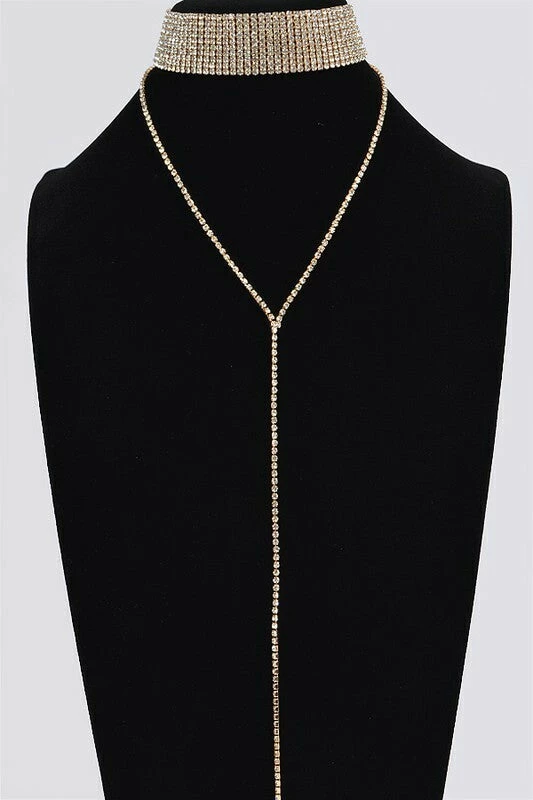 Vendor-unknown Sharon Gold Long Choker Y Necklace