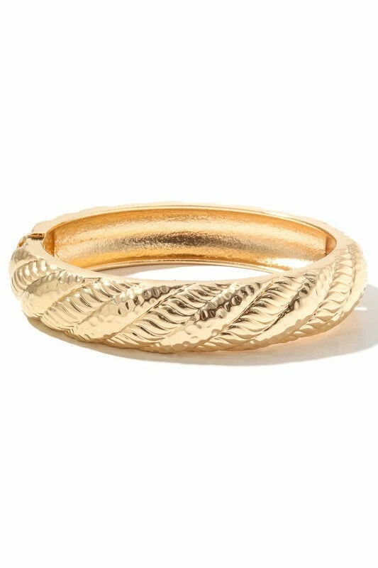 Vendor-unknown JUST IN Sammy Gold Rope Twist Bangle Bracelet