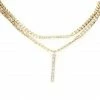 Vendor-unknown Francis Gold Stone Embellished Bar Pendant Accented Necklace