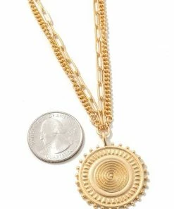 Vendor-unknown ACCESSORIES Silvie Gold Double Strand Disc Pendant Necklace