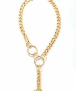 Vendor-unknown ACCESSORIES Marianna Gold Simple Chain Link Lariat Necklace