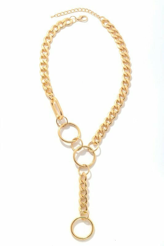 Vendor-unknown ACCESSORIES Marianna Gold Simple Chain Link Lariat Necklace
