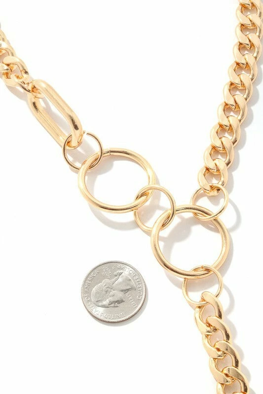 Vendor-unknown ACCESSORIES Marianna Gold Simple Chain Link Lariat Necklace
