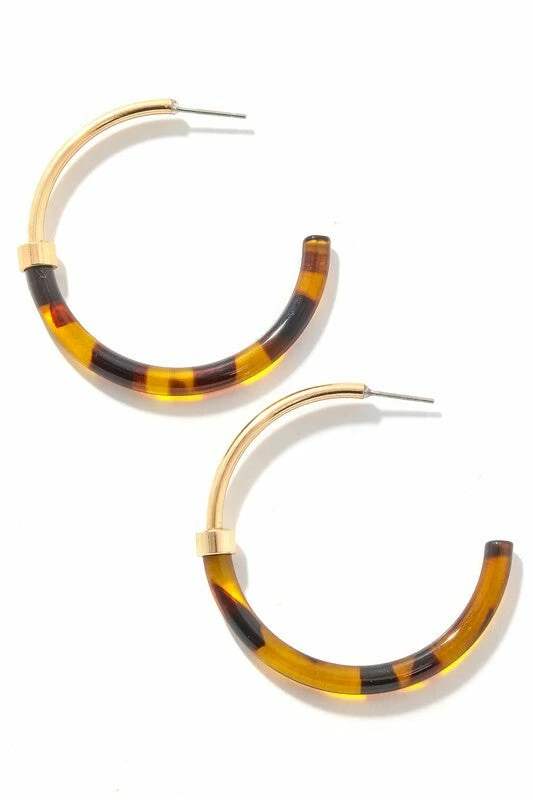 Vendor-unknown Joya Gold & Tortoise Hoop Earrings