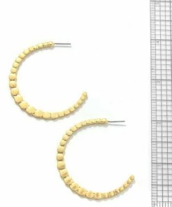 Vendor-unknown Fonia Gold Hammered Ball Hoop Earrings Hoop Earrings ACCESSORIES