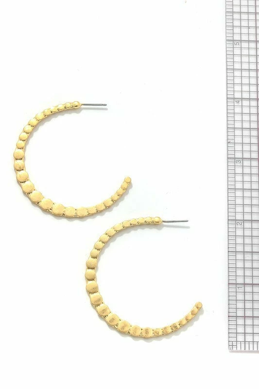 Vendor-unknown Fonia Gold Hammered Ball Hoop Earrings Hoop Earrings ACCESSORIES