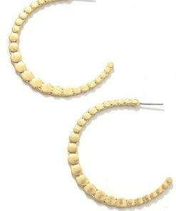 Vendor-unknown Fonia Gold Hammered Ball Hoop Earrings Hoop Earrings ACCESSORIES