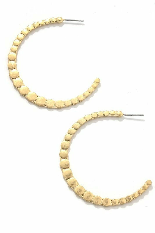 Vendor-unknown Fonia Gold Hammered Ball Hoop Earrings Hoop Earrings ACCESSORIES