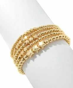 Vendor-unknown ACCESSORIES Ciara Gold Mixed Metallic Beaded Bracelets