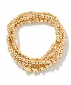 Vendor-unknown ACCESSORIES Ciara Gold Mixed Metallic Beaded Bracelets