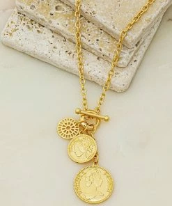 Vendor-unknown Koraly Gold Coin Cluster Charm Necklace ACCESSORIES
