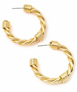 Vendor-unknown Saylor Gold Wire Twist Hoop Earrings ACCESSORIES