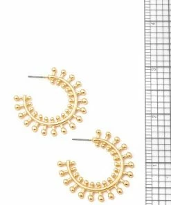Vendor-unknown Teddi Gold Intricate Metallic Hoop Earrings