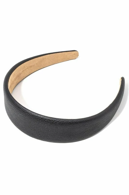 Vendor-unknown Alexis Black Faux Leather Simple Headband