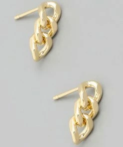Vendor-unknown ACCESSORIES Cynn Gold Mini Chain Stud Earrings