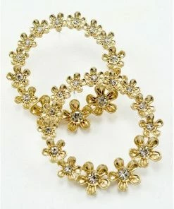 Vendor-unknown Kelley Golden Round Flower Hoop Earrings