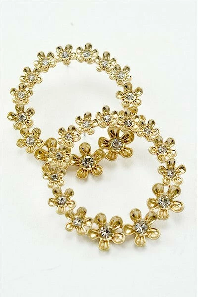 Vendor-unknown Kelley Golden Round Flower Hoop Earrings