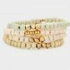 Vendor-unknown JUST IN Orla Sage Neutral 4 Piece Wood Faceted Metal Bead Stretch Bracelets