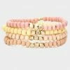 Vendor-unknown Orla Pink 4 Piece Wood Faceted Metal Bead Stretch Bracelets JUST IN