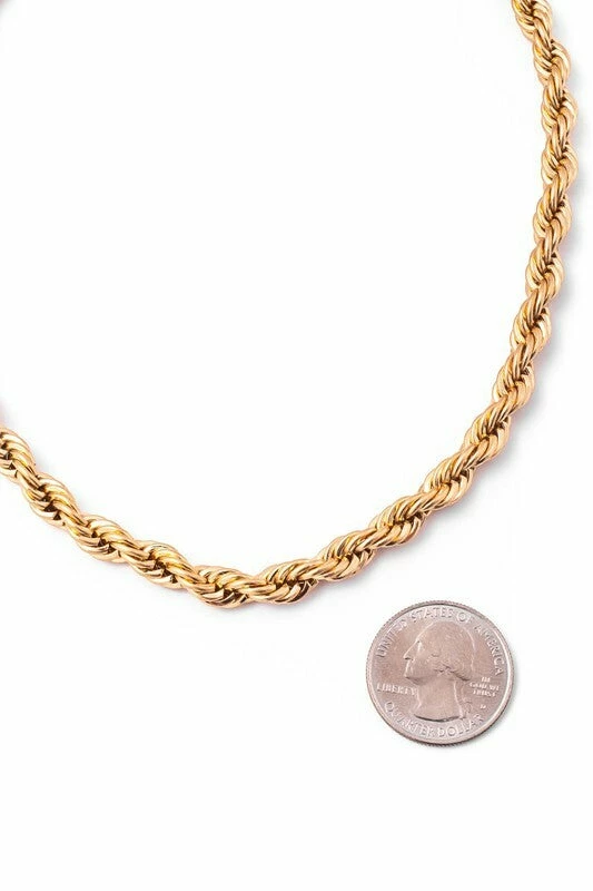 Vendor-unknown JUST IN Prue Gold Metallic Braided Chain Necklace