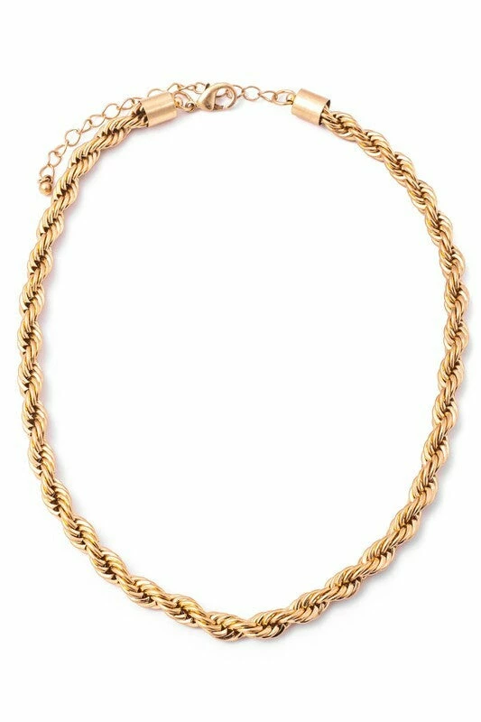 Vendor-unknown JUST IN Prue Gold Metallic Braided Chain Necklace