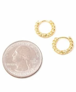 Vendor-unknown Donna Gold Solid Twisted Metallic Hoop Earrings ACCESSORIES