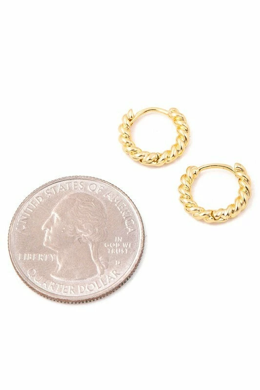 Vendor-unknown Donna Gold Solid Twisted Metallic Hoop Earrings ACCESSORIES