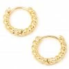 Vendor-unknown Donna Gold Solid Twisted Metallic Hoop Earrings ACCESSORIES